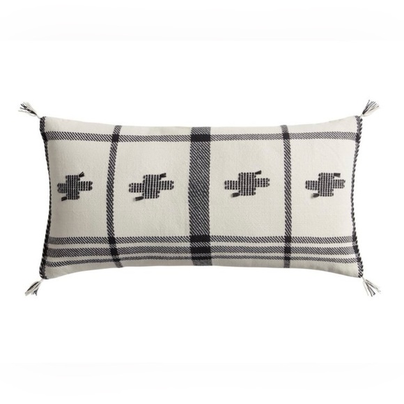 Cost Plus World Market Other - 1 Black and Ivory Embroidered Cross
Lumbar Pillow (4 available)